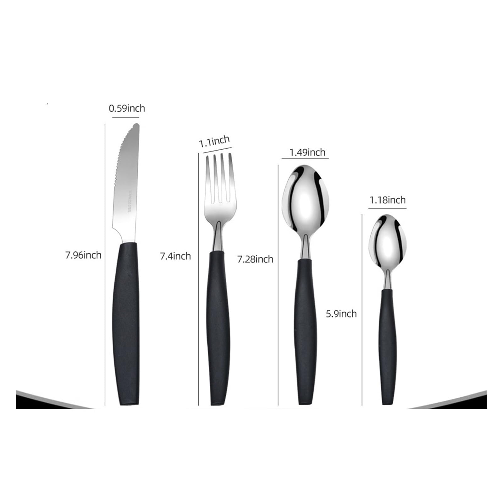 25 unids/set cubiertos de acero inoxidable, cuchillo, tenedor y cuchara, utensilios cocina for el hogar, Vajilla cena navideña(Black)
