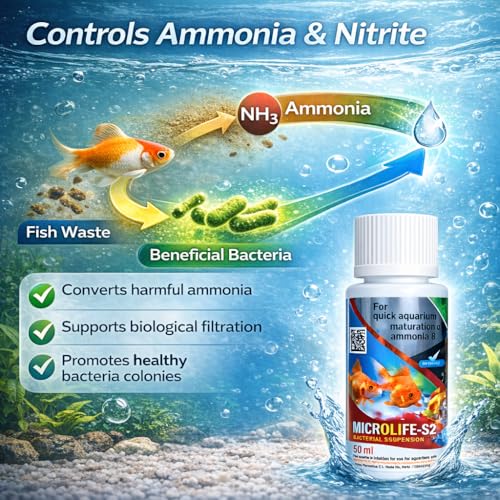 Image of VAYINATO Aquatic Remedies Micro Life S2 Beneficial Bacteria Liquid Bacterial Suspension For Quick Aquarium Maturation And Ammonia And Nitrite Removal (50 Ml)
