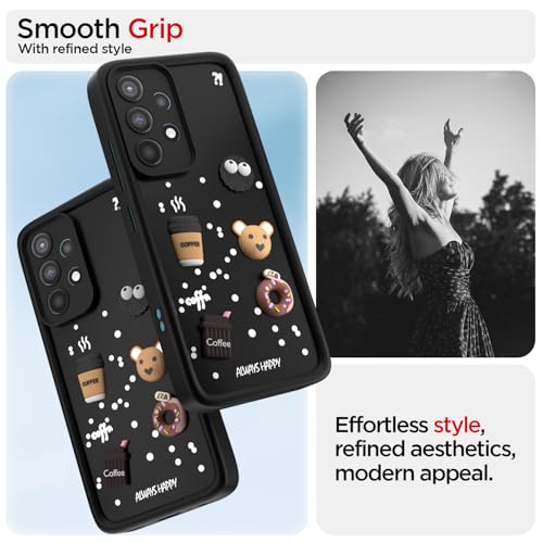 Image of Pikkme Back Cover for Samsung Galaxy A52 / A52s 5G | 3D Cartoon Silicone Case Cute & Fun Full Protective Bumper Cover (Black)