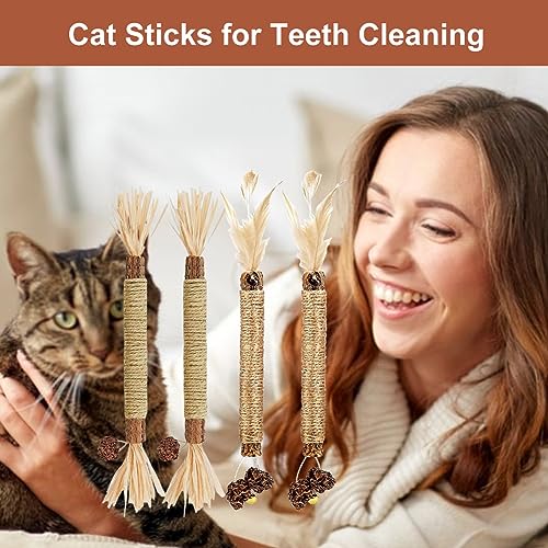 Palitos De Hierba Gatera, Palos de Masticar Matatabi, 6 Piezas Juguetes para Masticar Gatos, Masticar Palos Gato, Palitos de Hierba Gatera para Gatos, Palos de Masticar Matatabi, Palitos De Catnip