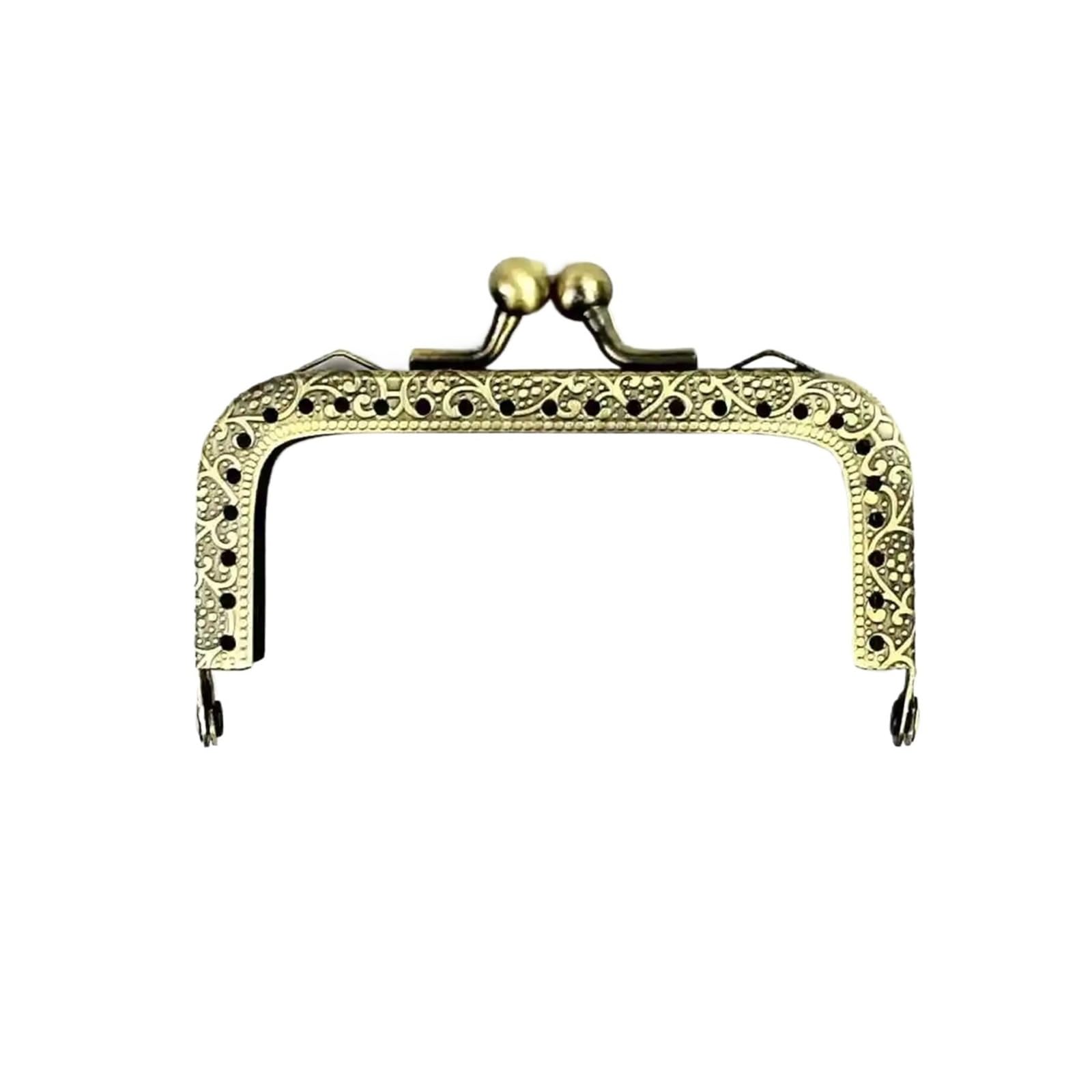 PVUVTNAHW 10Pcs 8.5CM Antique Bronze Silver Square Metal Purse Frame Knurling Straight Edge Kiss Clasp DIY Bag Accessory(Antique bronze)