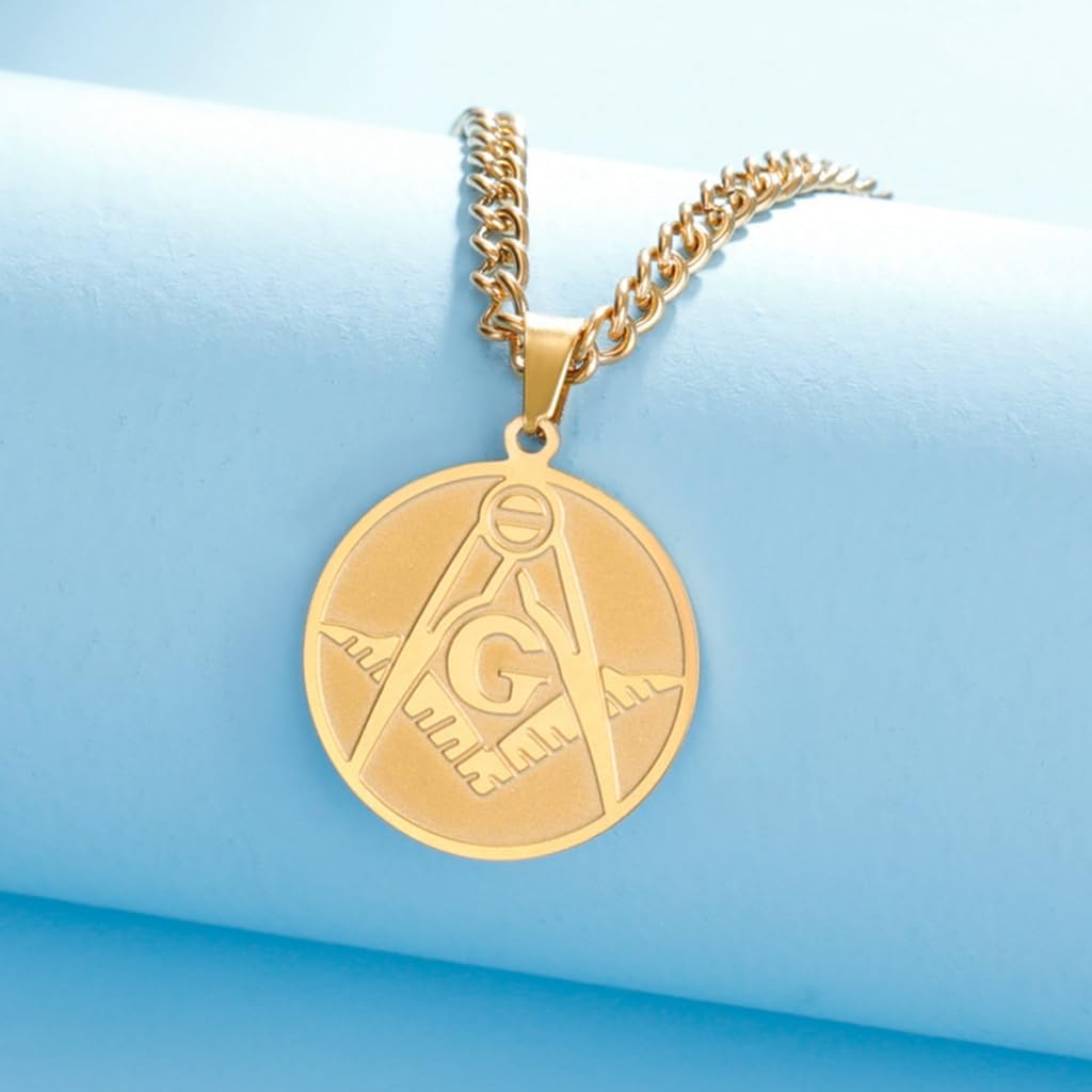 Jude Jewelers Stainless Steel Masonic Emblem Freemason Biker Statement Party Pendant Necklace - Image 2