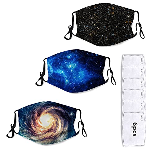 3 Packs Universe Galaxy Reusable Bandanas for Men Women Durable Adjustable...