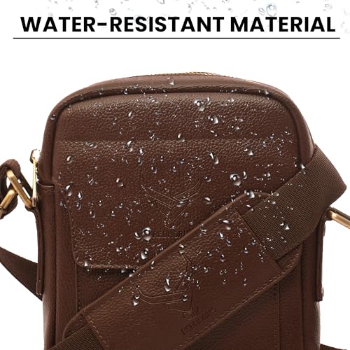Image of REDHORNS Faux Leather Small Cross Body Sling Bag for Men & Women, 3 Zipper Pockets, Business Messenger Shoulder Bag for Travel, Outdoor, Office - 15X19X5 CM