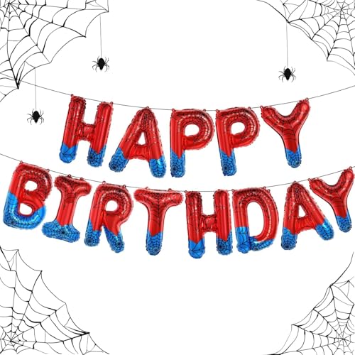 Spider Theme alles Gute zum Geburtstag Banner Party Decorations Palloncini Lettere Segni Superhero Party Supplies per ragazzi (Spider)