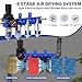 ATINY 1/4'' NPT Compressed Air Dryer, 4 Stage Air Drying System,Brass Filter, Coalescing Filter,Double Desiccant Dryers & Air Regulator,Metal Bowl, Semi-Auto Drain,Industrial Grade-Blue
