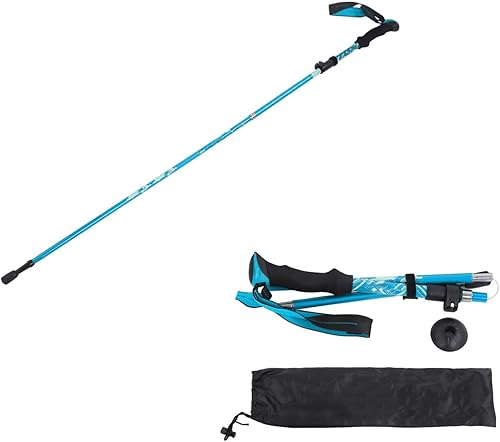Bastones de senderismo al aire libre, bastón telescópico plegable de aleación de aluminio, equipo de senderismo unisex multifuncional, con soporte