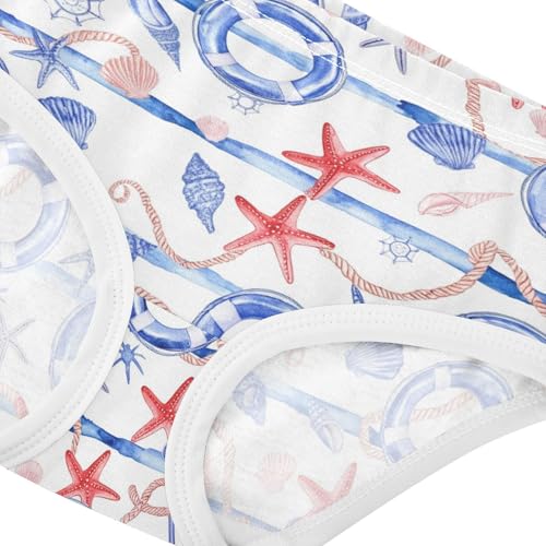 Joisal Toddler Underwear Floral 2t Cotton Girl Panties Cute Fun Print Underpants Briefs Nautical Red Starfish Blue4