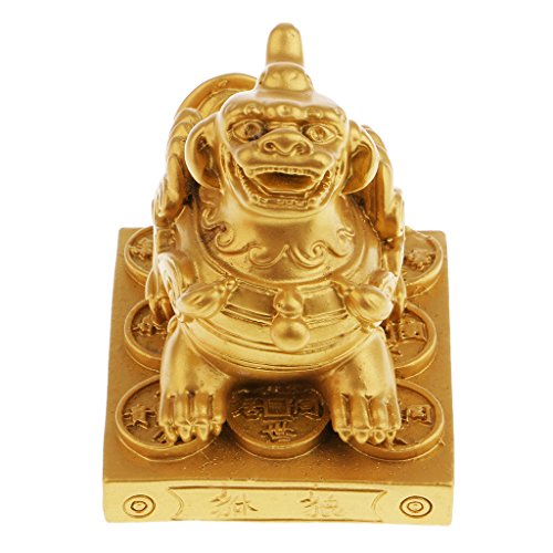 Homyl Feng Shui Pi Xiu Riqueza Prosperidade Estatuetas de Estátua parabéns presente dourado