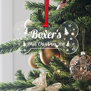 Handmade By Stukk Personalised Dog's First Christmas Bauble Puppy Pet 1st Xmas Gift Tree Decoration
