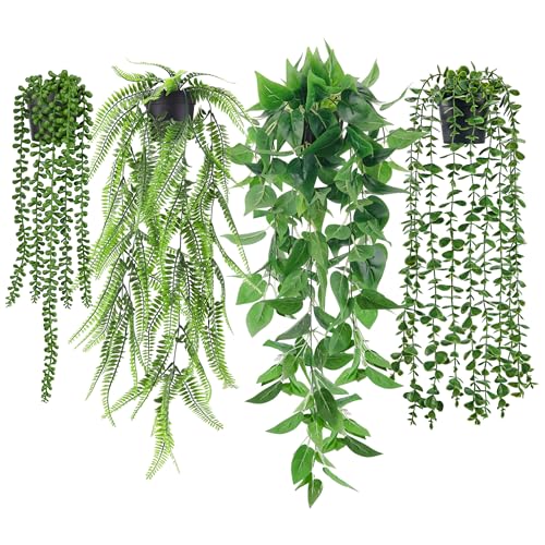 Der Rose 4 Pcs Plante Artificielle Tombante,Plantes Artificielles Interieur et Exterieur,Fausse Plante Convient pour Décorer le Bureau,Salon,Cuisine,Jardin