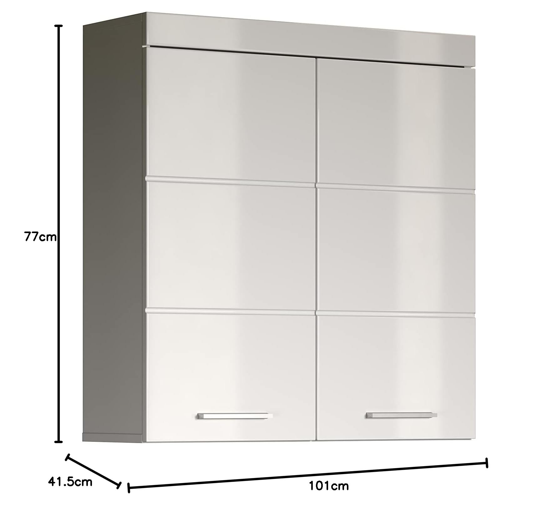 trendteam smart living Meuble Haut/Placard Mural pour Salle de Bain Amanda, 73 x 77 x 23 cm en Blanc/Blanc Brillant avec Beaucoup d'Espace de Rangement