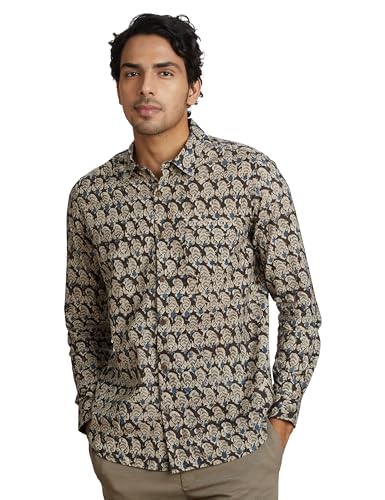 Amazon Brand - Symbol Men's Regular Fit Cotton Ethnic Shirt Brown S Amazon Brand - Symbol Men's Regular Fit Cotton Ethnic Shirt Brown S
