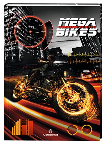 OBERTHUR - 1 cuaderno de texto MEGABIKES - Visual moto - Dimensiones: 15 x 21 cm - Encuadernación de tapa blanda