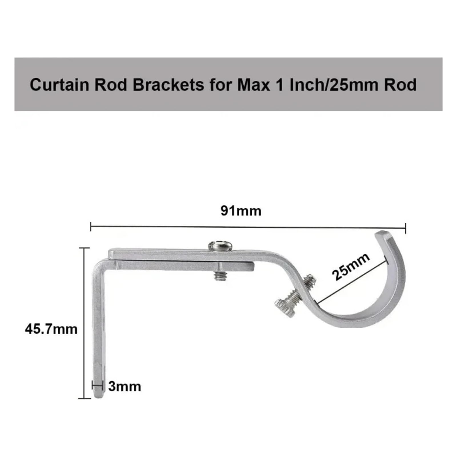 Lot de 3 supports de tringle à rideaux réglables de qualité supérieure - Pour salle de bain, balcon, cuisine