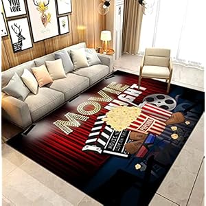 Full Size Vintage Movie Area Rug3x4ft Movie Theater Decor Accessories Home Theater Rug Cinema Sign Washable with Non Slip Backing Home Decor Gamer Room Decor Living Room 36x48in