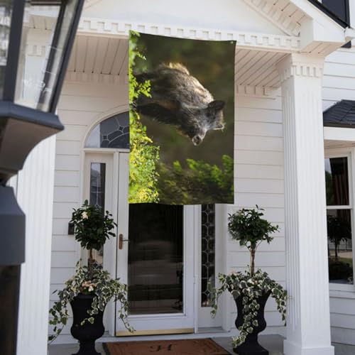150 x 90 cm (5 x 3 Fuß) Neugierige Wildschwein-Schnüffel-Flagge für Haus, Rasen, hängende Dekoration, Hofbanner, Urlaub, Willkommensflaggen mit 2 Metallösen, für drinnen und draußen
