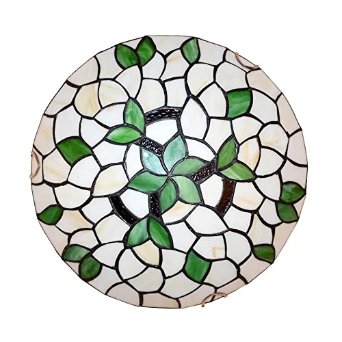 Plafonnier Tiffany en vitrail artisanal 40cm rond haut de gamme