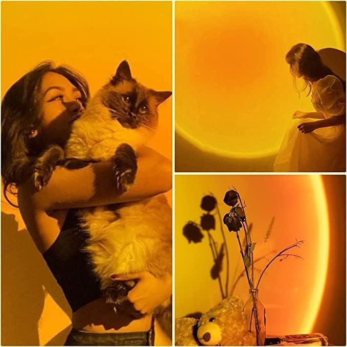 Vista 4 de YiGuoTech Sunset Lamp, Sunset Projection Lamp Sunset Lights, 360 Degree Rotation Sunset Projector Lamps, Romantic Night Light for Home Party Living