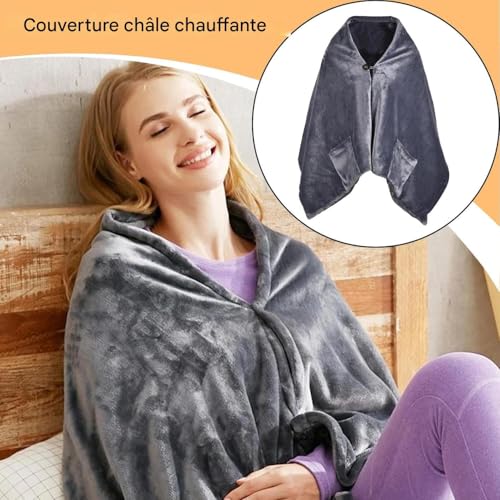 Générique Châle Couverture Chauffant | Châle Chauffant Portable,3 Niveaux de Chaleur Protection Surchauvert Utilisation Intérieur Extérieur Voyage Lecture – Image 4