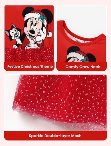 Image of Disney Princess Frozen Elsa Minnie Stitch Toddler Girl Tulle Tutu Dress Ruffle Sleeve Mesh Summer Birthday Party Clothes 2-9Y