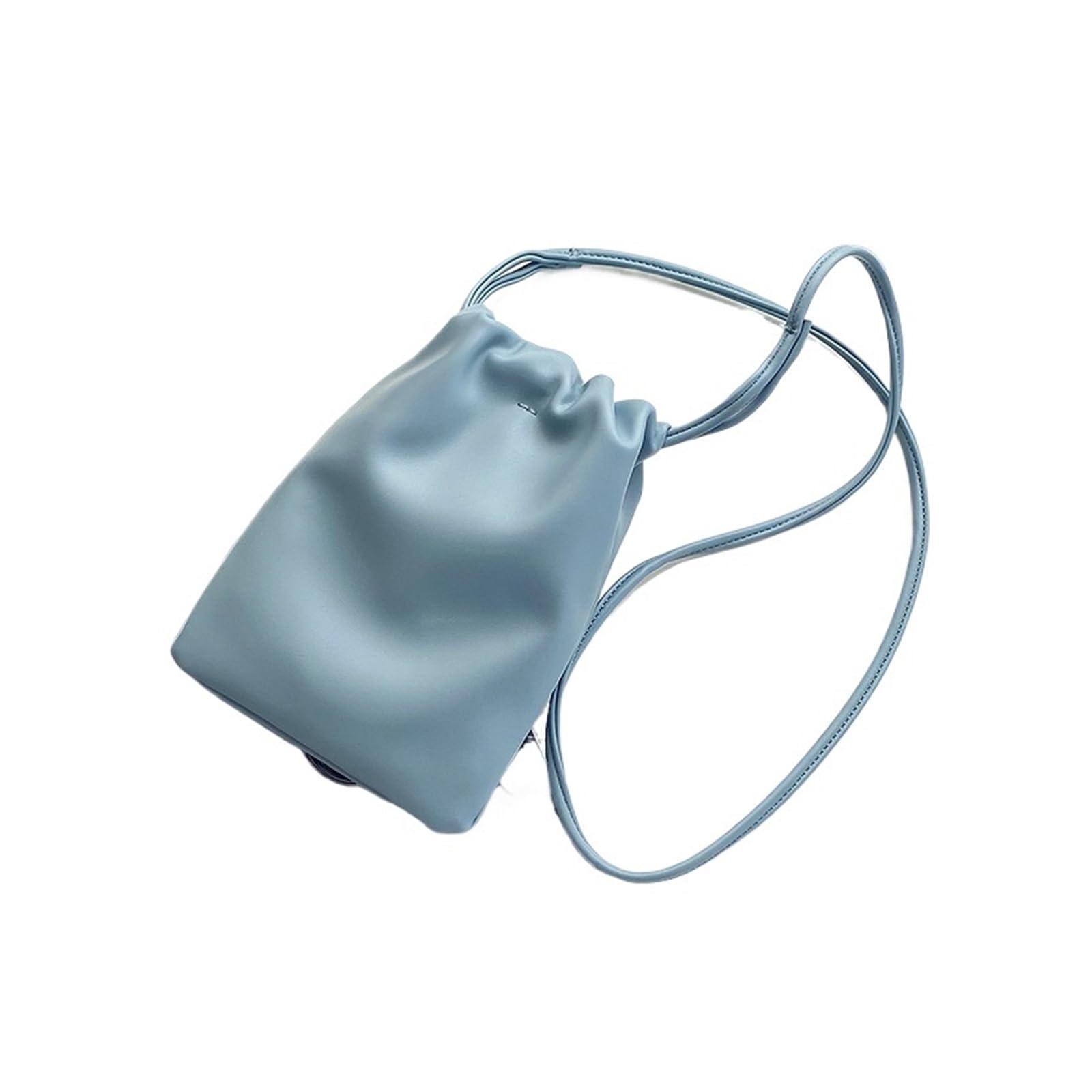 AYWTIUN Leather Drawstring Pouch Soft PU Leather Mobile Phone Bag for Women Simple Drawstring Crossbody Small Versatile Shoulder