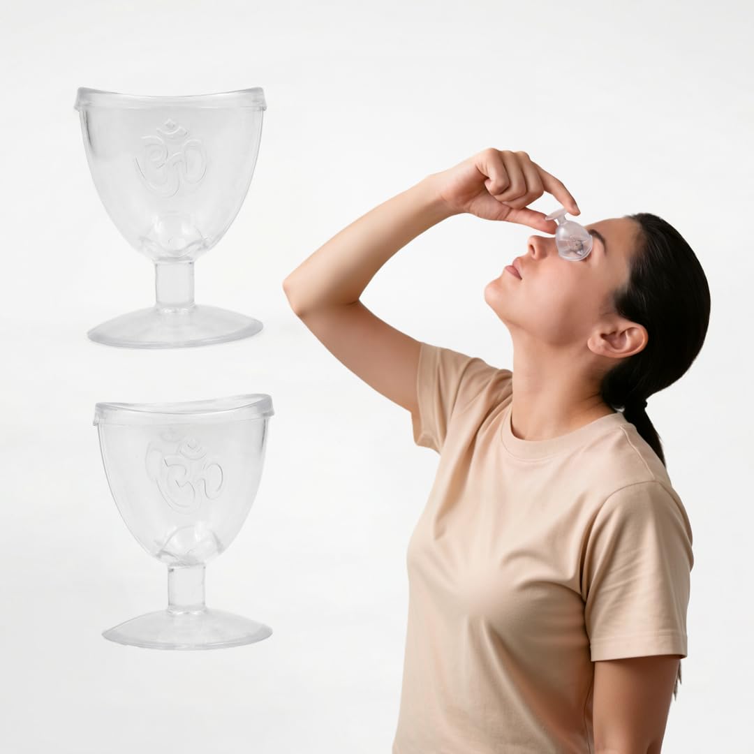 Wiselife Eye Wash Cup for Eyes with Free Eye Exercise Leaflet, Pack of 2 Transparent Eye Cleaning Cups for Eye Care, Dust Removal, Irritation Relief & Daily Hygiene Use