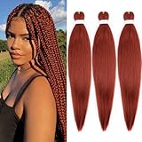 ADIASAI Braiding Hair Pre Stretched 24 Inch 3 Packs, Ginger Pre stretched Braiding Hair for...