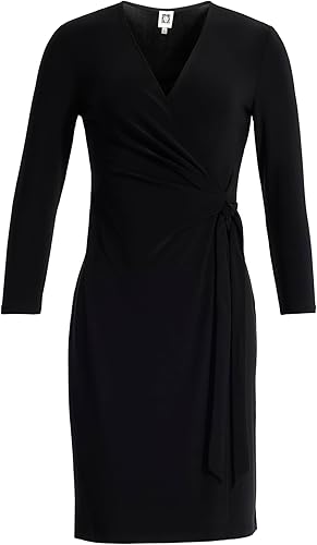 Anne Klein Plus-Size Classic Wrap Dress Robe, Noir, 0X Femme
