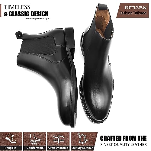 RITIZEN Men's Chelsea Boots Genuine Leather Dress Boots Slip on for Men4