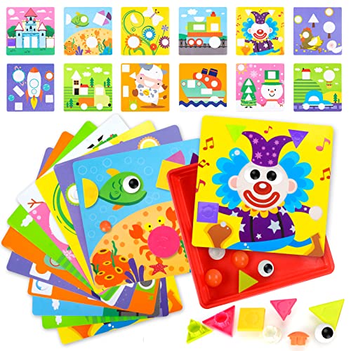 DJLLA Mosaique Enfant Jeux, Jouets de Mosaïque Montessori, Colorés Mosaique Creatif Enfant 2 3 4 Ans Précoce pour Les Garçon Filles Cadeau Jouet Educatif Cover