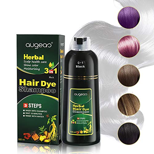10 Mins Herbal Hair Coloring Shampoo, 3-in-1 Herbal Hair Darkening Shampoo, Natural Hair Dye Shampoo, Instant Herbal Hair Coloring Dye, Colors Hair in Minutes, Cares for Your Hair, 500ml (E)