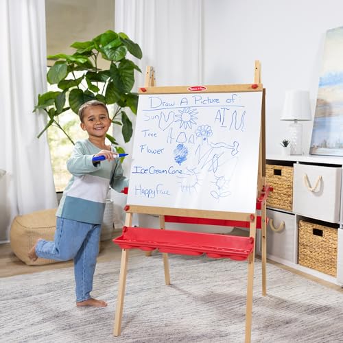 Melissa & Doug Deluxe Magnetic Standing Art Easel (Arts & Crafts, Sturdy Wooden Construction, 3 Adjustable Heights, Easy-Turn Knobs, 119.38 cm H x 68.58 cm W x 66.04 cm L) by Melissa & Doug - Image 5
