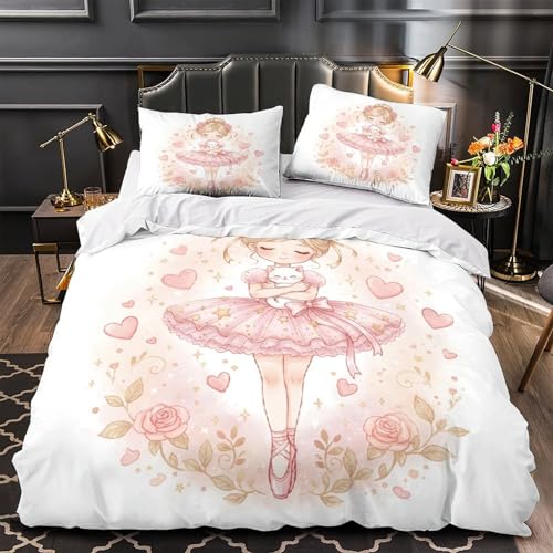 Housse de couette ballerine 3D en microfibre premium parure de lit douce lit simple