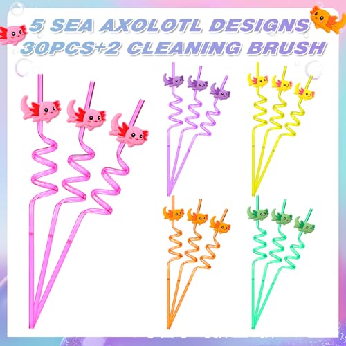 Pitillos Axolotl Reutilizables 30 pzas con Cepillos miniatura 5