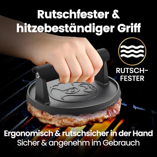 Foto von Gourmet Easy Burgerpresse Gusseisen Ø15cm, 900 g, hitzeabweisender Griff