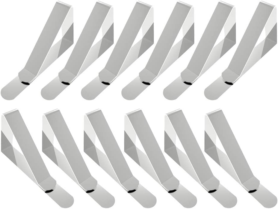 Tablecloth Clips, Picnic Table Clips, Table Cloth Cover Clamp for Picnic Tables Stainless Steel Picnic Table Cloth Holders Table Cover Clips Clamps - 12 Pack