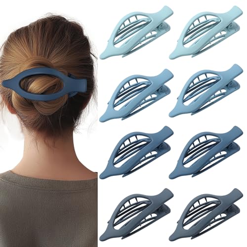 CENTSTAR 8 Pack Flat Hair Clips for Women,Matte No Crease Flat Claw Clips, Large Strong Hold Barrettes for Thick & Thin Hair, French Duckbill Styling Accessories