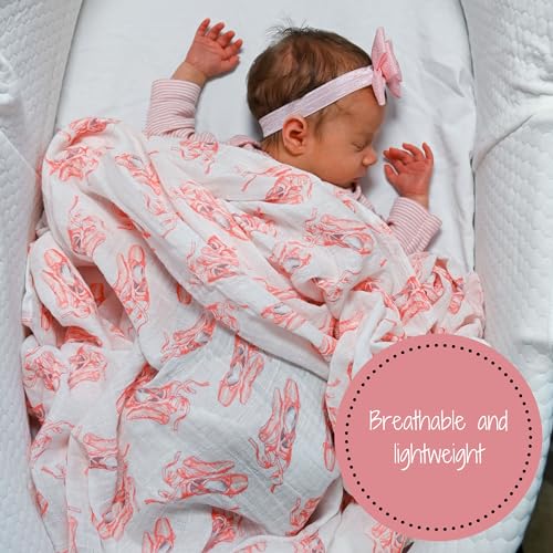 Image of LollyBanks Baby Blanket, 100% Cotton Muslin Swaddle Blankets for Girls, Large 47 x 47 Inches Newborn Blanket, Soft and Breathable Swaddle Blanket, Baby Essentials, Registry (for Pink Lovers 2 Pack)