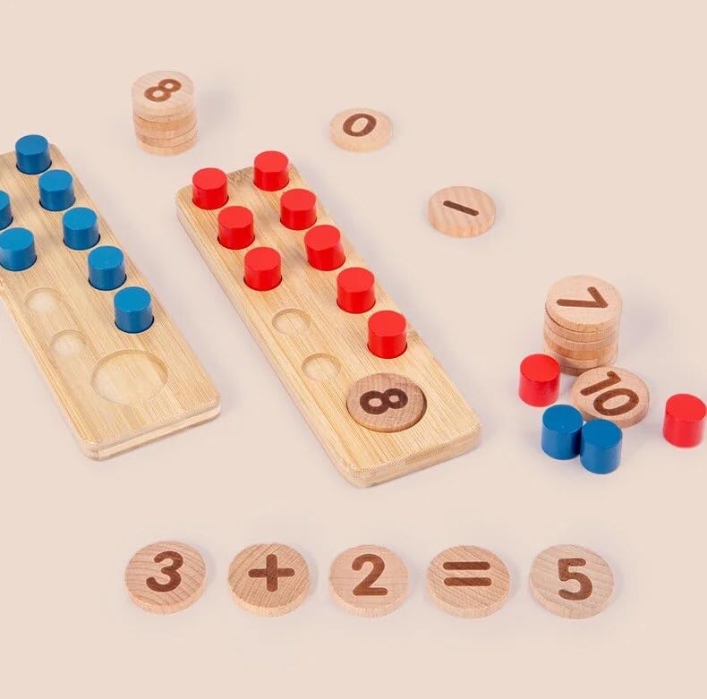 Smoneo Wooden Counting Board Game, Ten Grid Teaching Aids- Learning & Counting Mathematical Toys 4