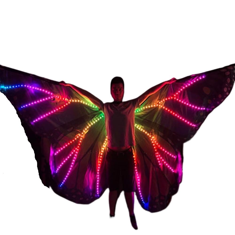 Ali di danza del ventre LED colorate - Ali luminose per ragazze, accessori per spettacoli teatrali e costumi