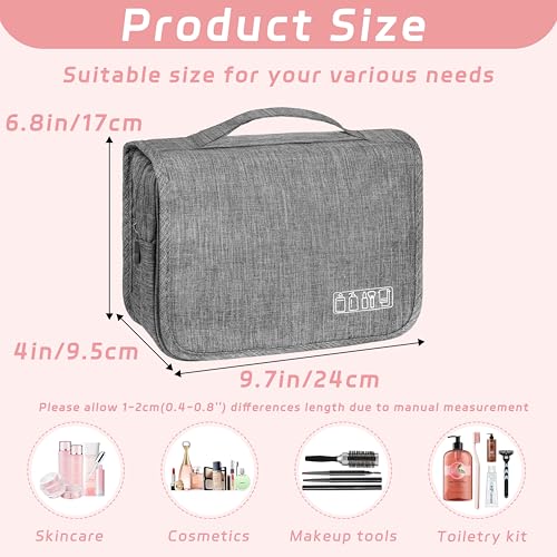 Toiletry Bag Travel Bag with Hanging Hook, Waterproof Shower Bathroom Hanging Toiletry Bag for Men Women,Small Multifunctional Makeup Cosmetic Bag,Portable Toiletries Bag Travel Organizer (Grey)2