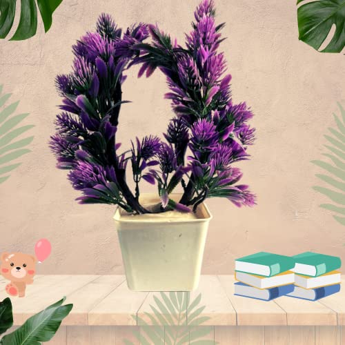 Image of Artificial Flowers for Decoration with Pot Combo of 2PCs Artificial Forest Bonsai Plant with Plastic Pot for Home Decoration Office Table Greenery Room Home Decor Plants (Design6)