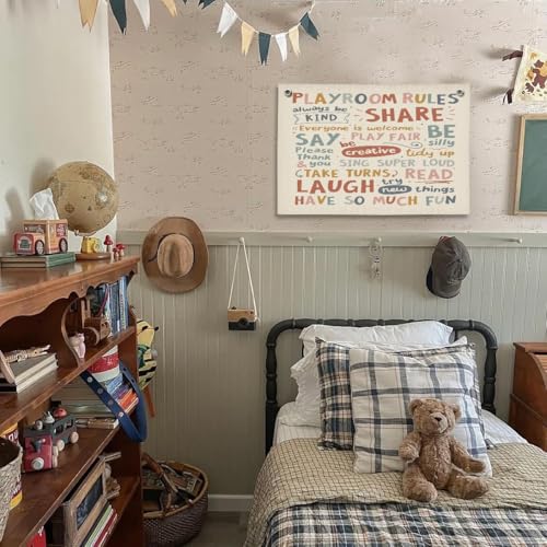 ShowDraven Playroom Wall Decor Hanging Linen Banner, Playroom Essentials,Kids Wall Decor,Classroom Decor Sets 20x30 Inch