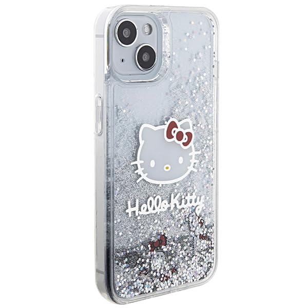 Hello Kitty HKHCP15SLIKHET etui do iPhone 15 6,1" srebrne hardcase Liquid Glitter Charms Kitty Head
