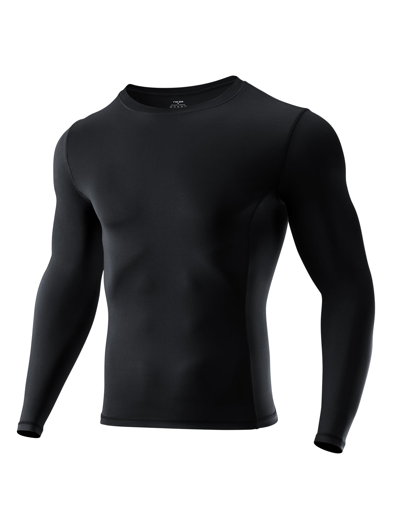 Niksa Kompressionsshirt Herren Langarm, Sportshirt Männer Atmungsaktiv & Schweißableitend, Funktionsshirt für Fitness, Laufen, Gym, Training (1er/2er Pack)