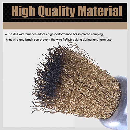 Wenora 9 Pack Wire Brush End Brush Set, Wire Brush For Drill 1/4 Inch Hex Shank Arbor 0.012" Brass Coated Crimped Wire Wheel, Paint-Surface And Small Spaces Can Be Treated #TOP2