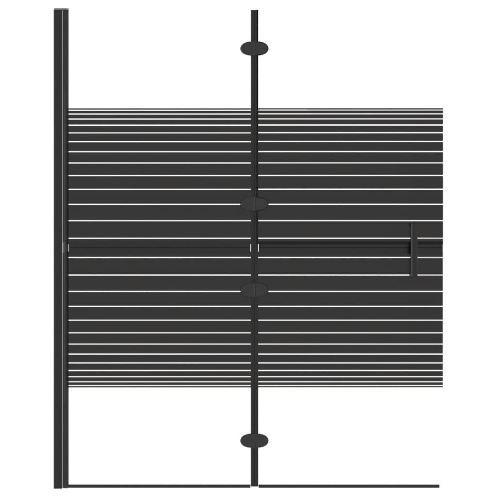 Parete doccia pieghevole, 100 x 140 cm, vetro di sicurezza ESG, con strisce nere, per bagno