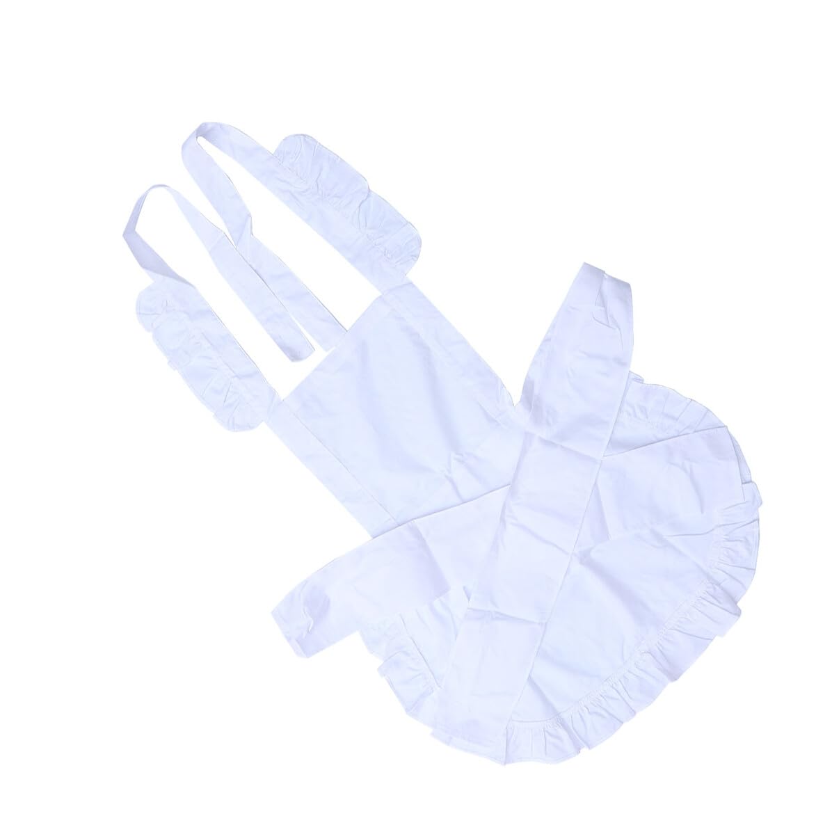 LIFKOME Tablier de Cuisine Femme Blanc Coton avec Dentelle Robe de Style Japonaise pour Serveuse et Femme de Ménage Lavable et Réutilisable Adapté Hôtels Cafés Restaurants