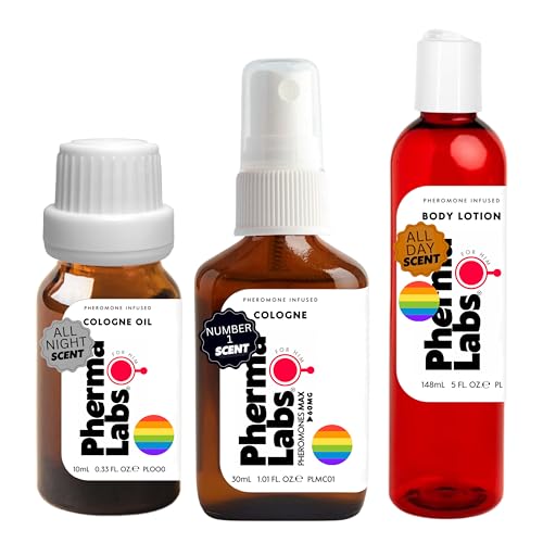 PHERMALABS Lgbtq For Men Gift Set Bundle Pheromone Infused: Cologne, Body Oil and Body Lotion (3 items)